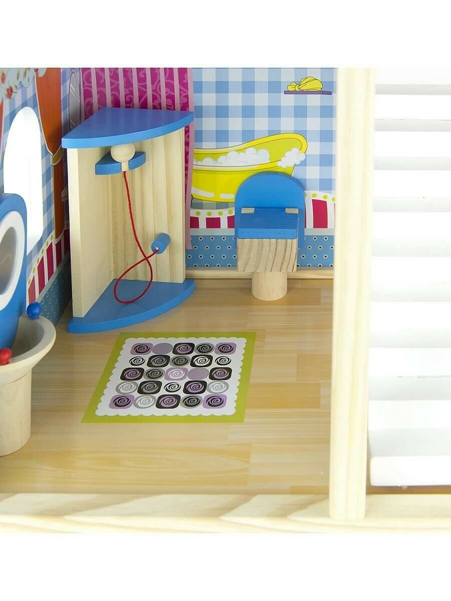 Дом для куклы Wooden Toys Мегадом с набором деревянной мебели 