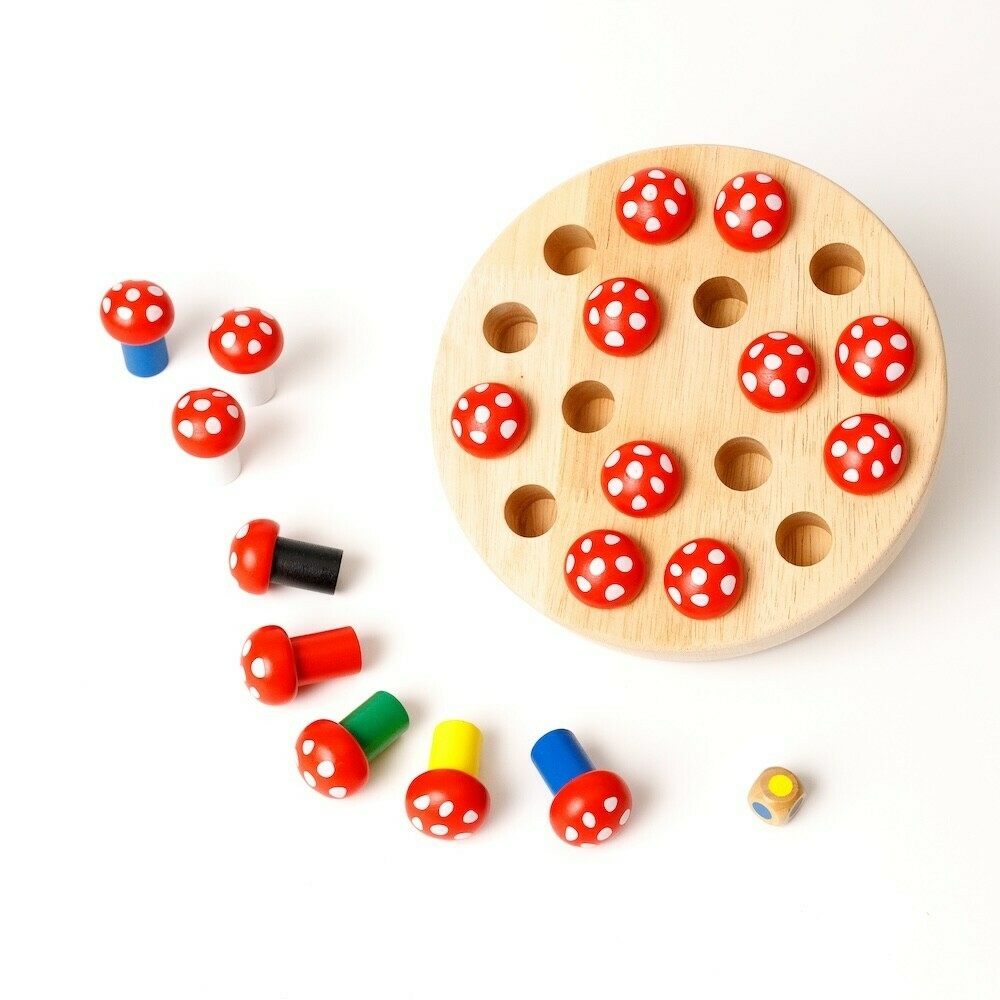 Развивающая игрушка для тренировки памяти Wooden Toys Грибочки 