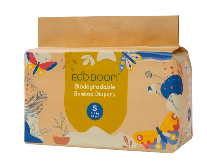 Подгузники ECO BOOM бамбуковые, размер S (3-8 кг) 